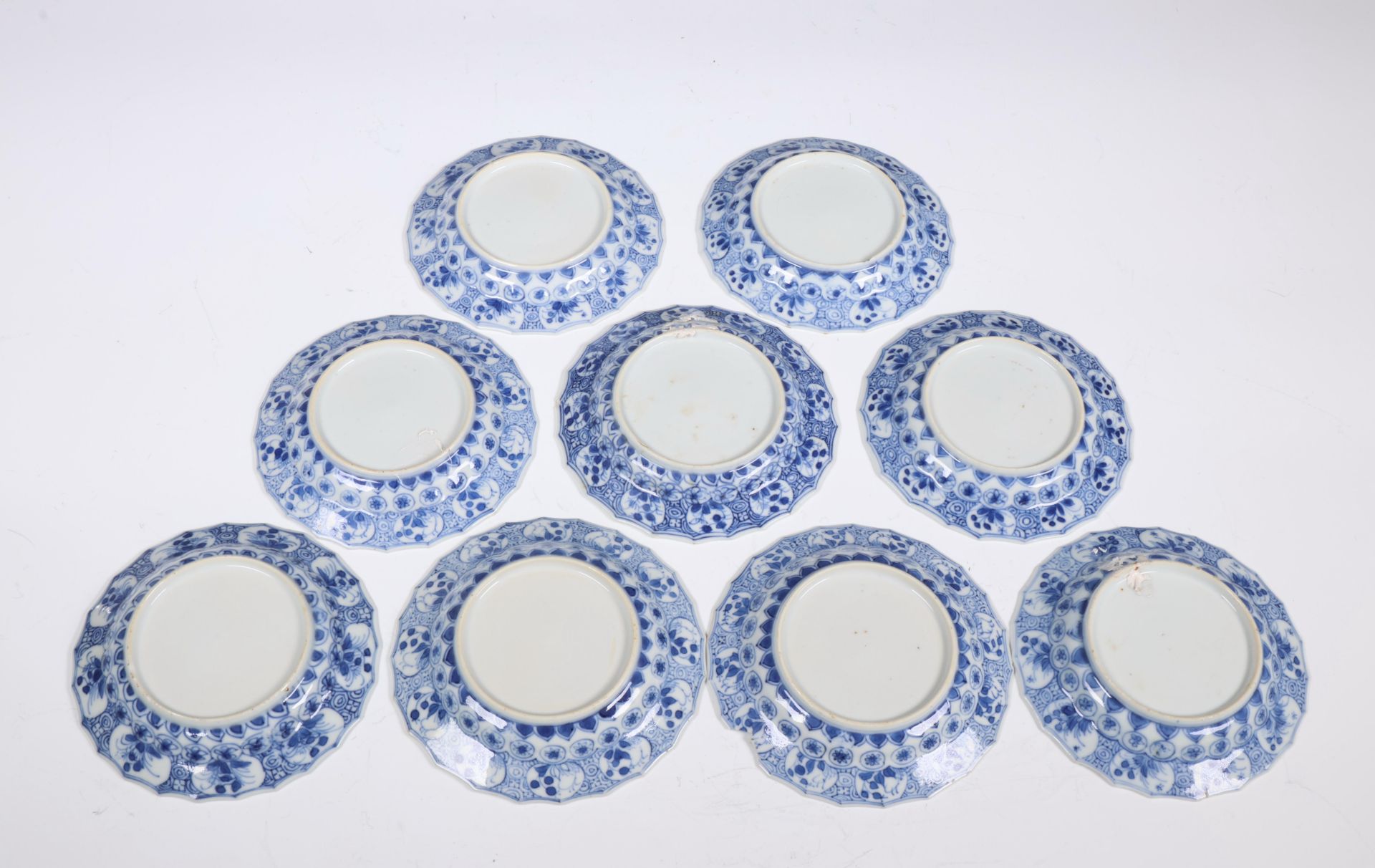 China, set of nine blue and white porcelain saucers, Kangxi period (1662-1722), - Image 2 of 4