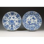 China, two blue and white porcelain plates, Kangxi period (1662-1722),