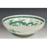 China, green-enamelled porcelain 'dragon' bowl, late Qing dynasty (1644-1912),