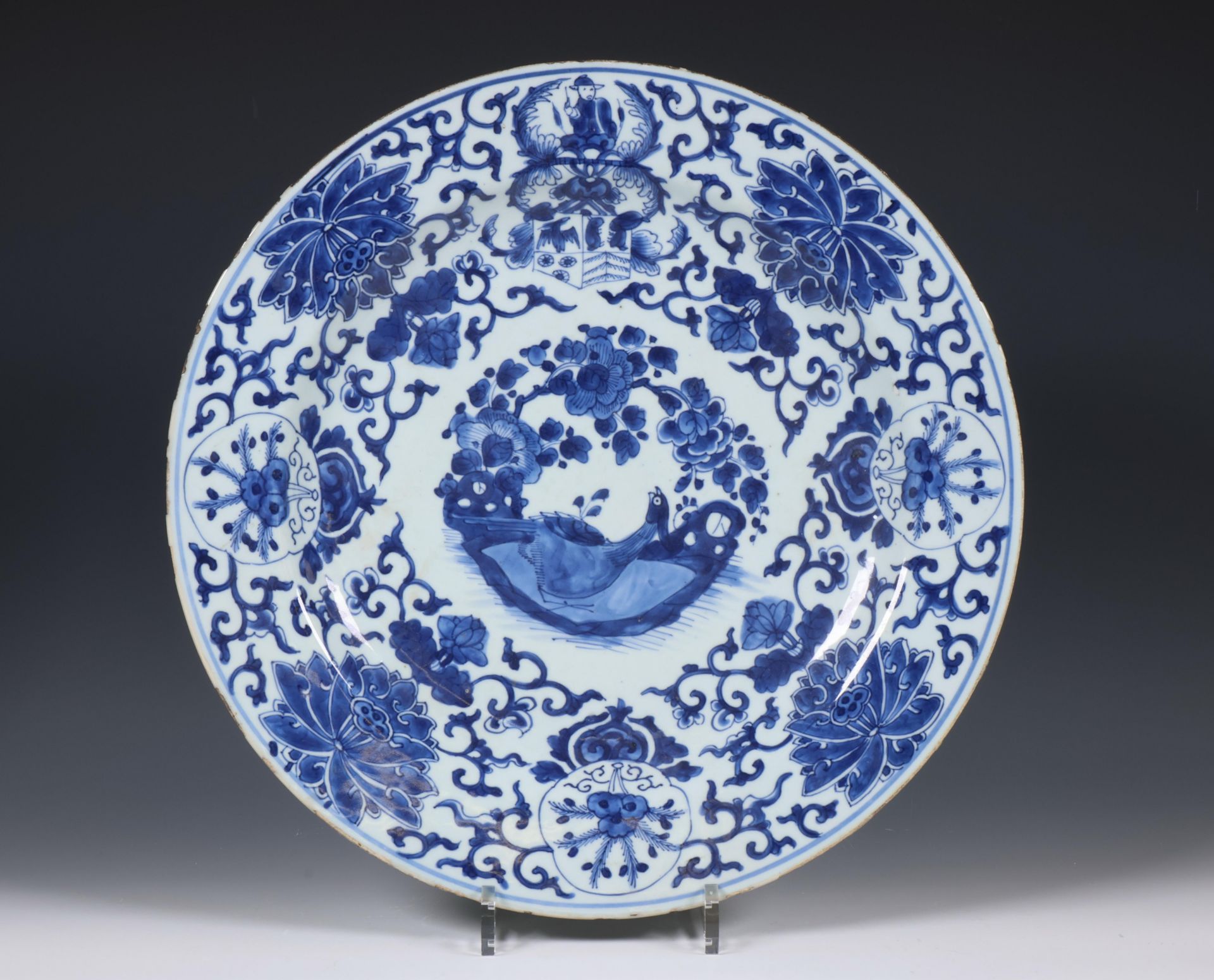 China, blue and white armorial porcelain 'Pelgrom' dish, Kangxi period (1662-1722),