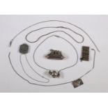 India, three silver alloy amulet holders, a bracelet and a necklace with amulet