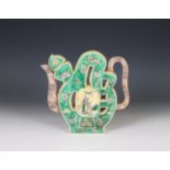 China, famille verte biscuit puzzle teapot and cover, 19th century,