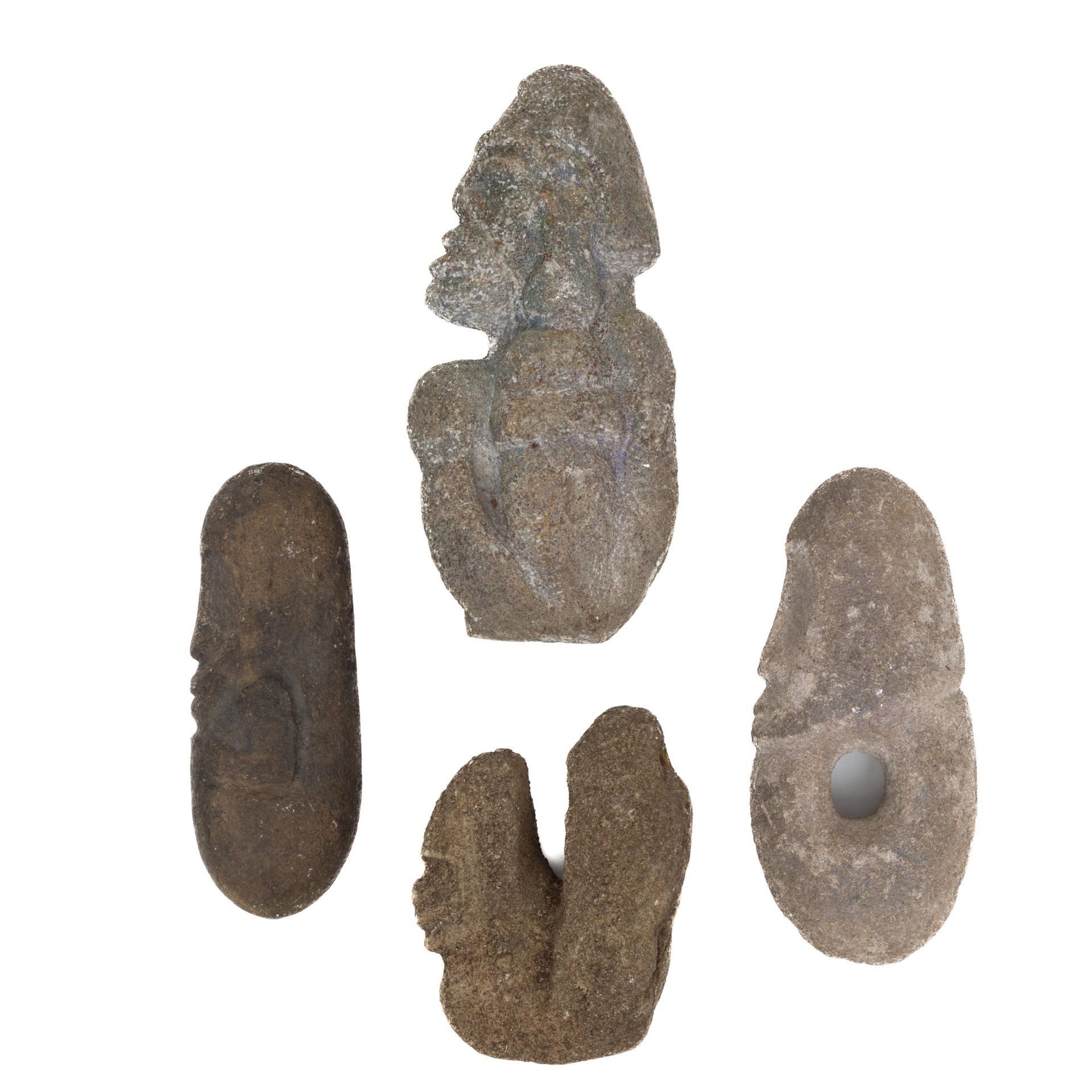 Solomon Islands four carved stone objects.