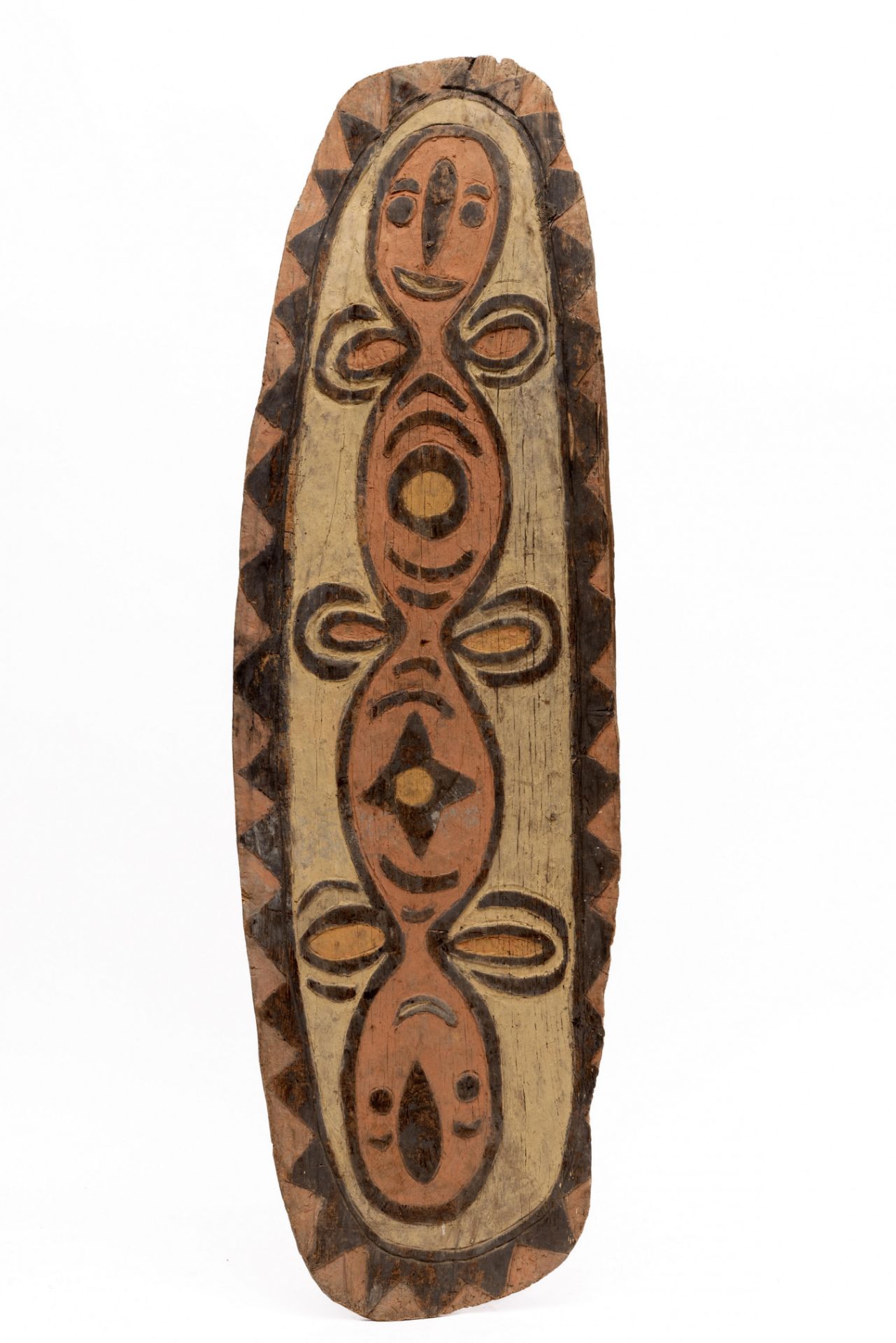 P.N. Guinea, Upper Sepik, a carved wooden panel