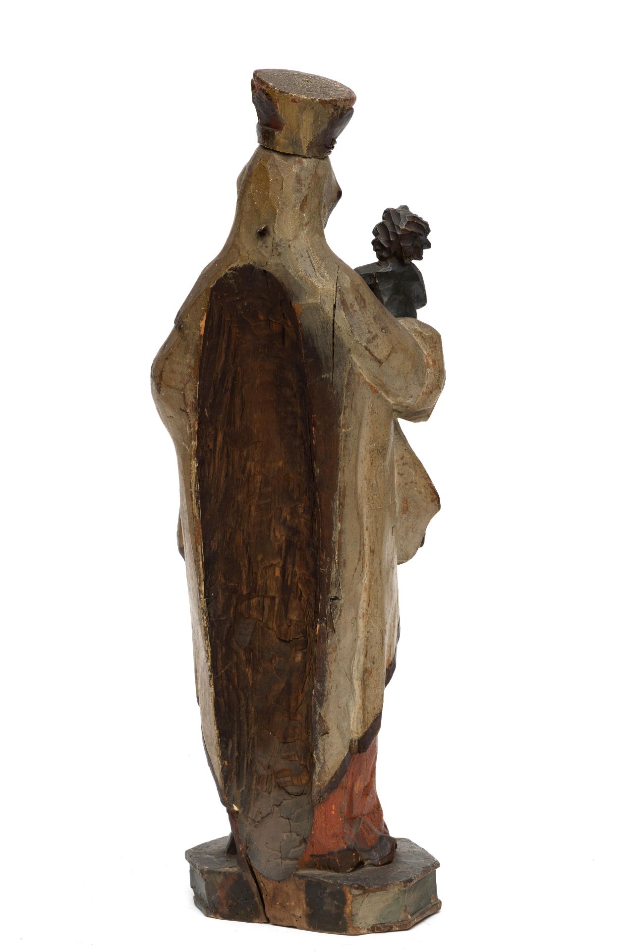 Gestoken beukenhouten sculptuur voorstellende de Zwarte Madonna van Altöttingen, ca. 1900; - Image 2 of 2