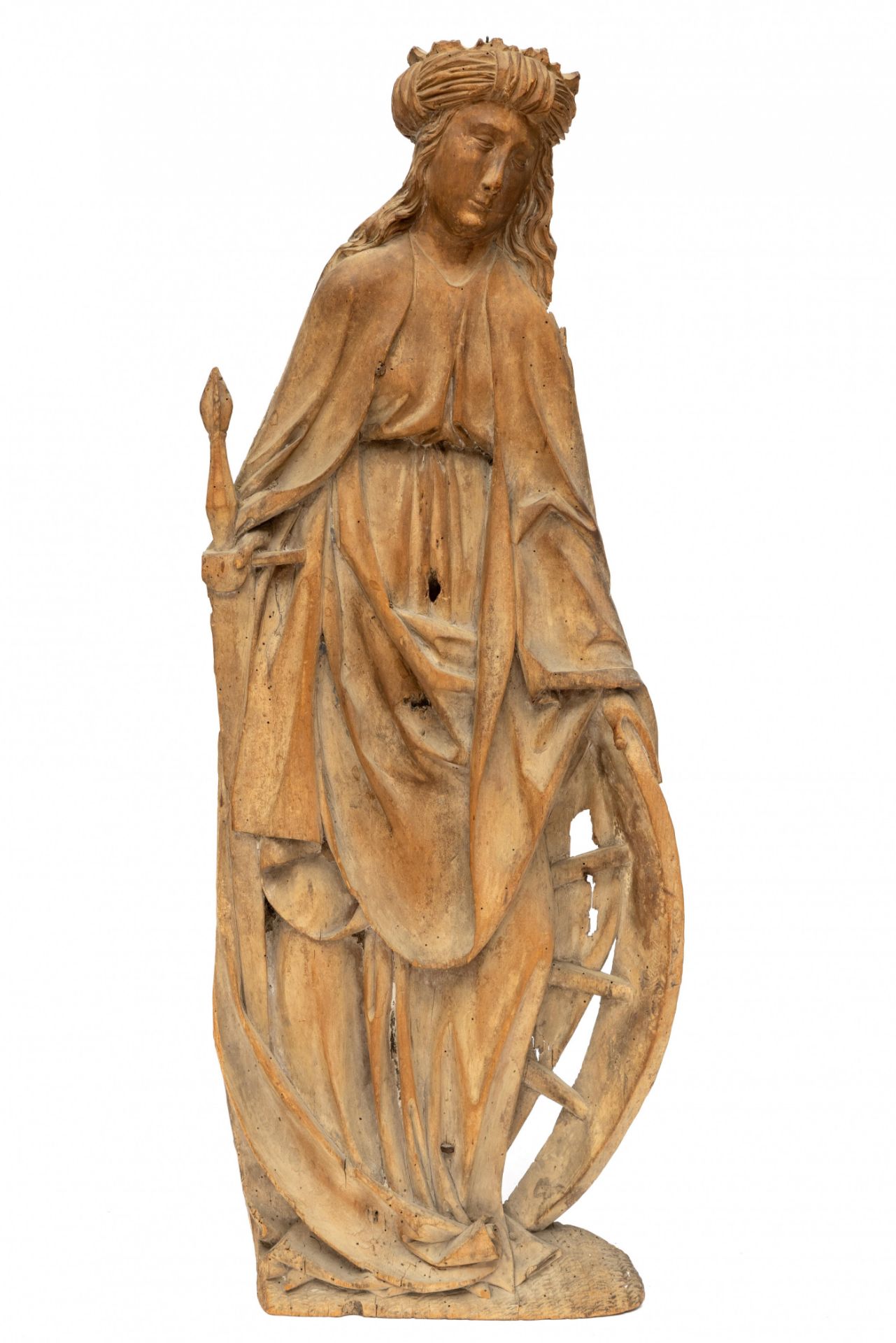 Duitsland, Franken, lindenhouten heiligebeeld, heilige Katherina, ca. 1490