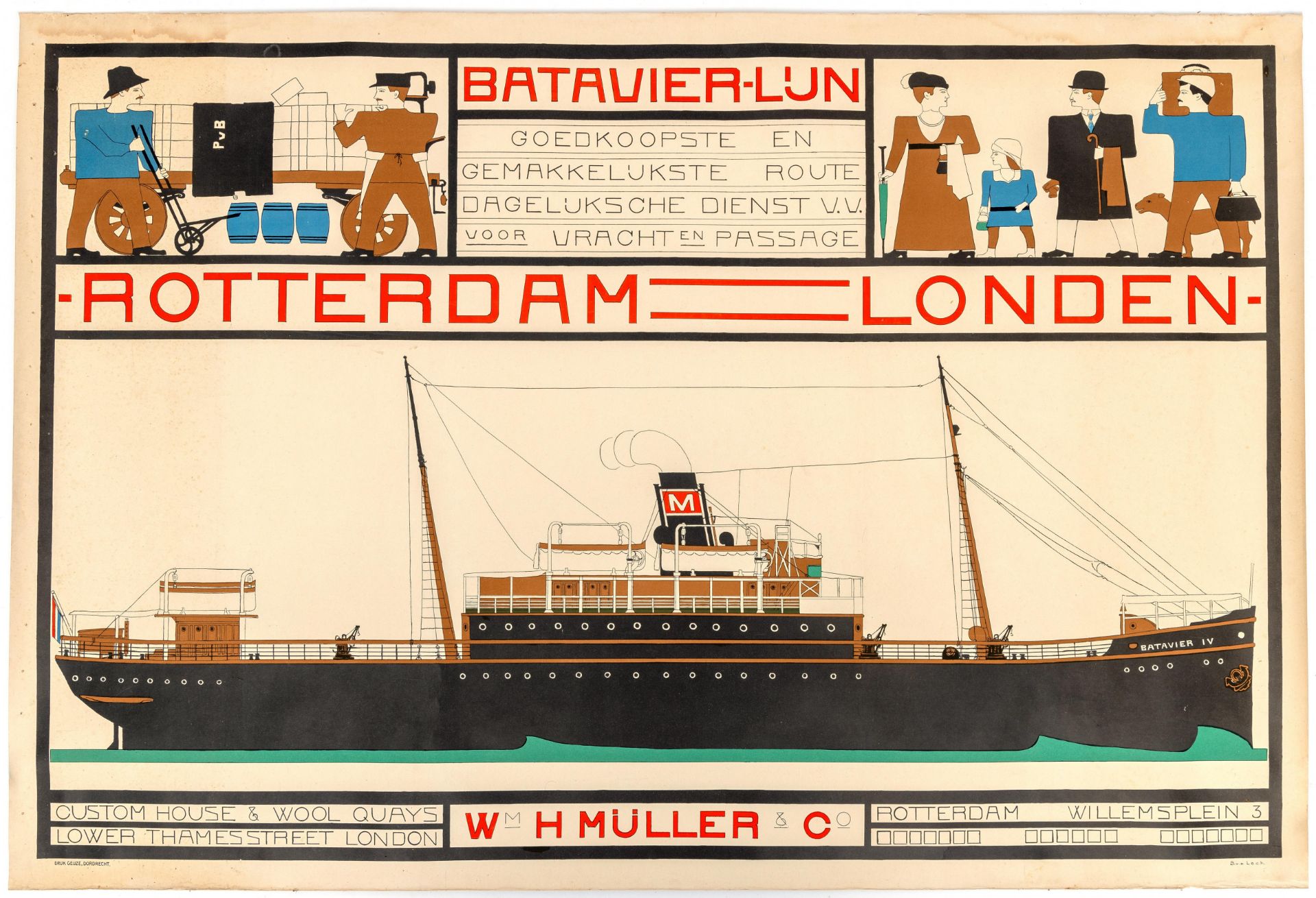 Bart van der Leck (1876-1958), affiche Batavier-lijn, 1915-1916;