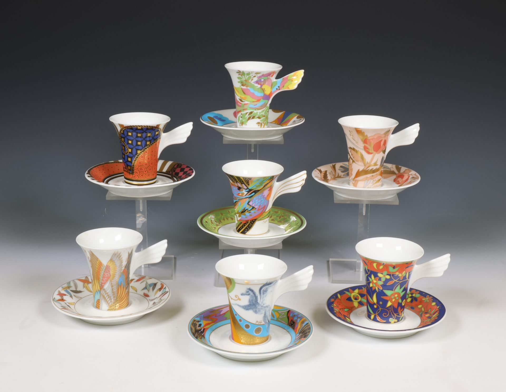 Rosenthal Studio Linie, collectie van zeven espresso "Mythos" "Sammeltassen" koppen en schotels, twe - Image 4 of 4