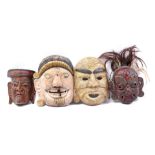 4 wooden masks