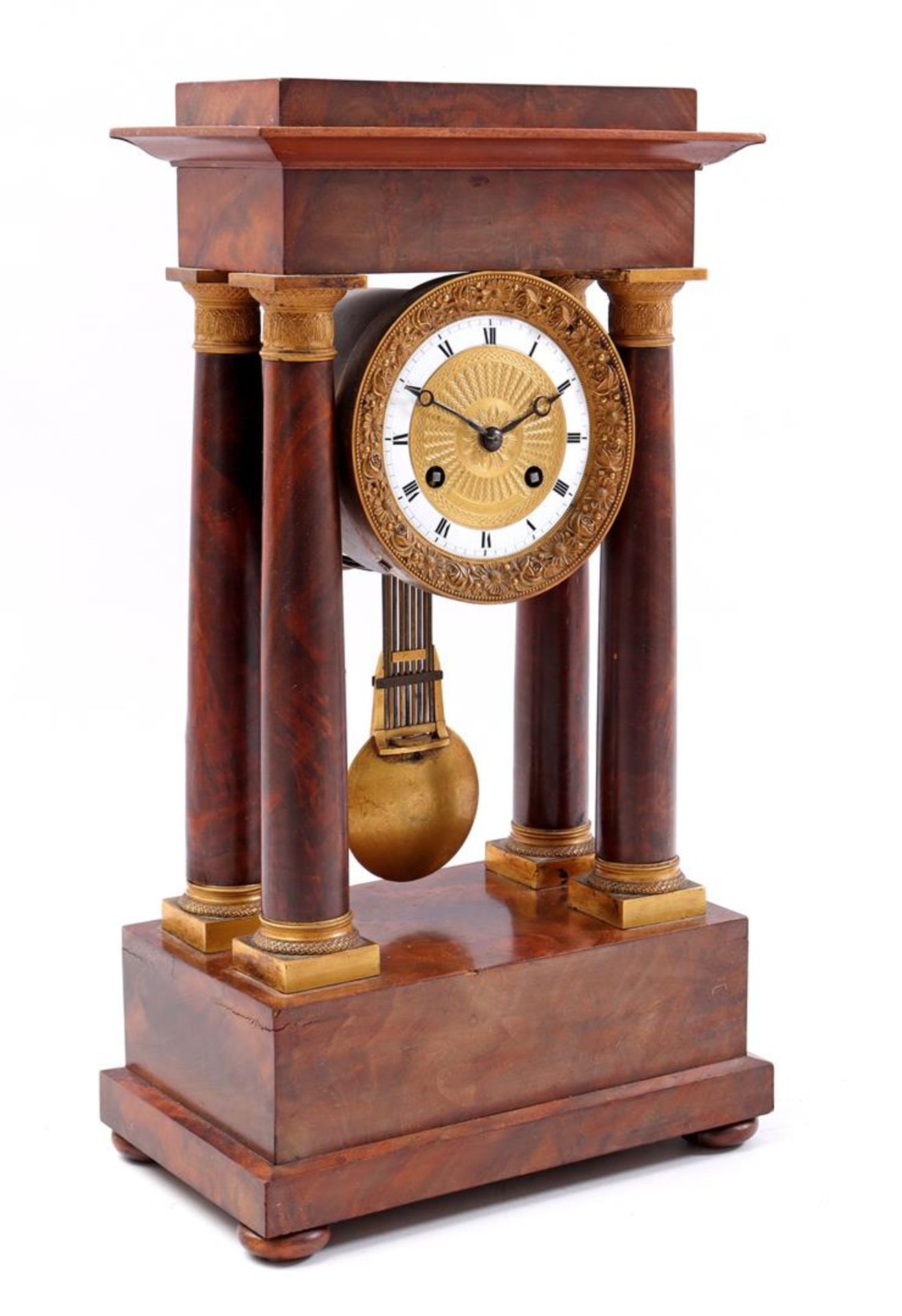 Mahogany column clock