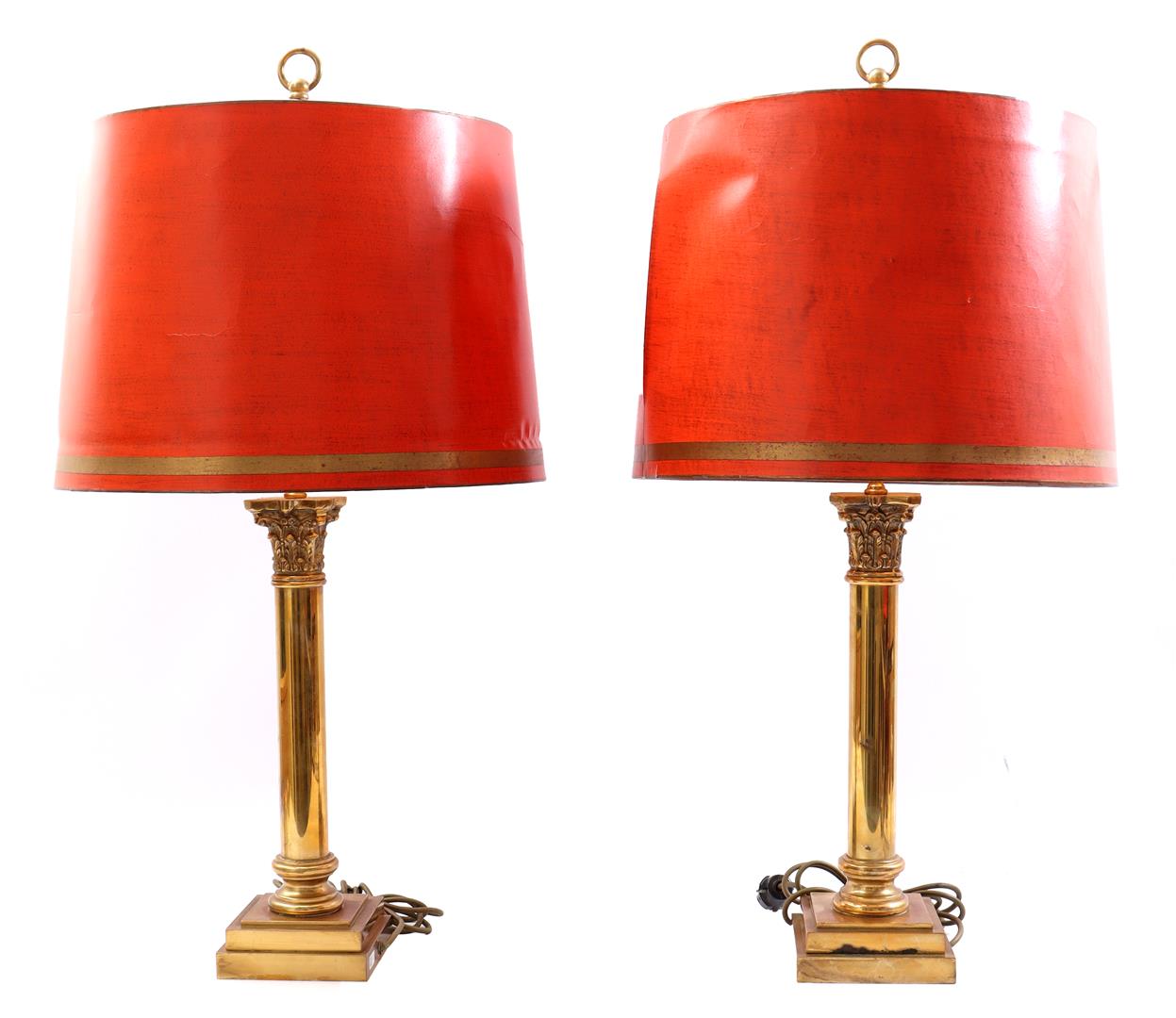 2 brass table lamps