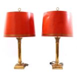 2 brass table lamps