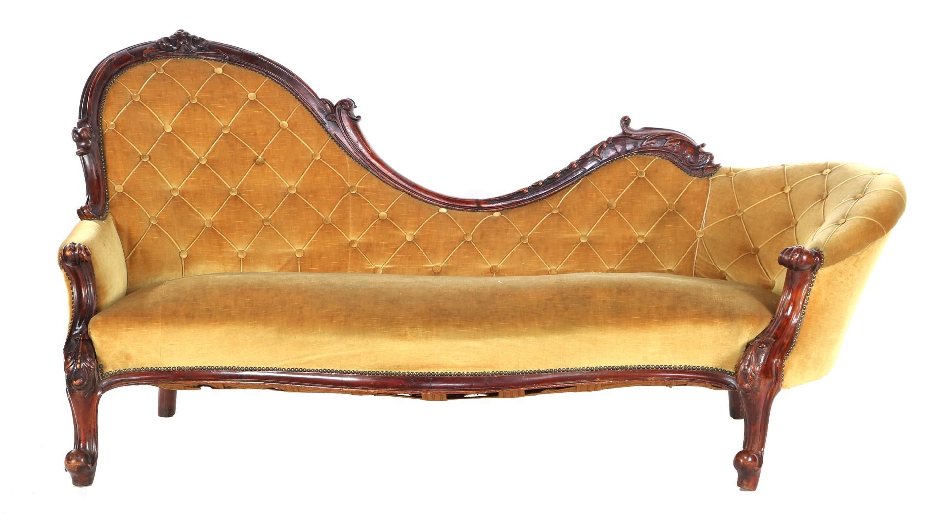 Walnut chaise longue