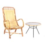 Rattan armchair and coffee table