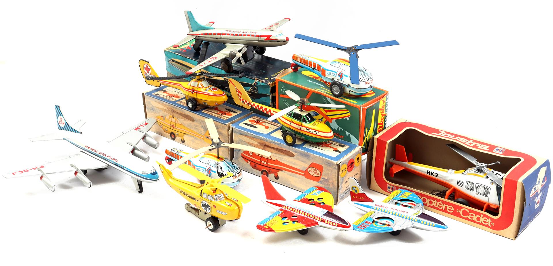 6 tin helicopters and 4 tin airplanes