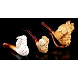 3 old meerschaum pipes