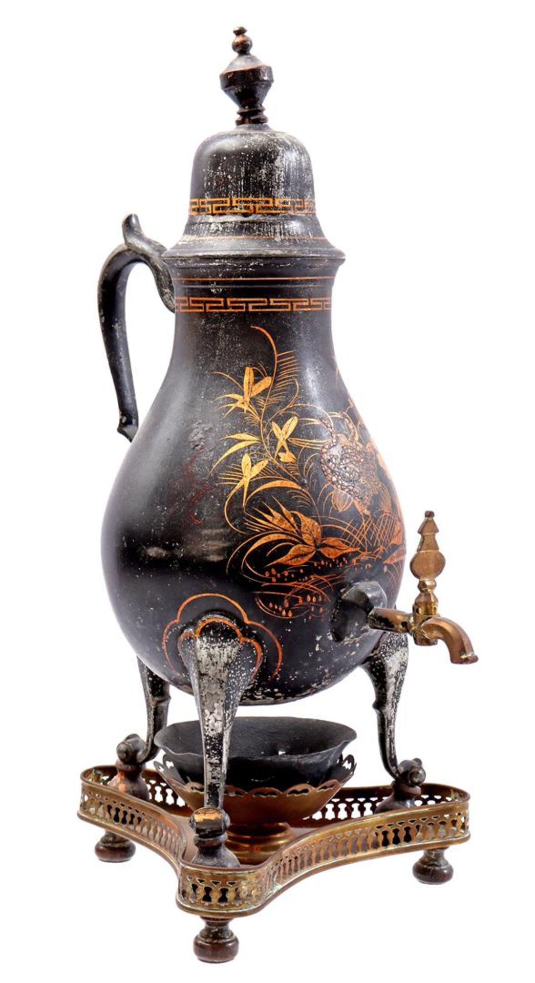 Pewter painted tap jug 