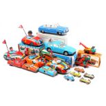 12 tin cars and 2 plastic cars