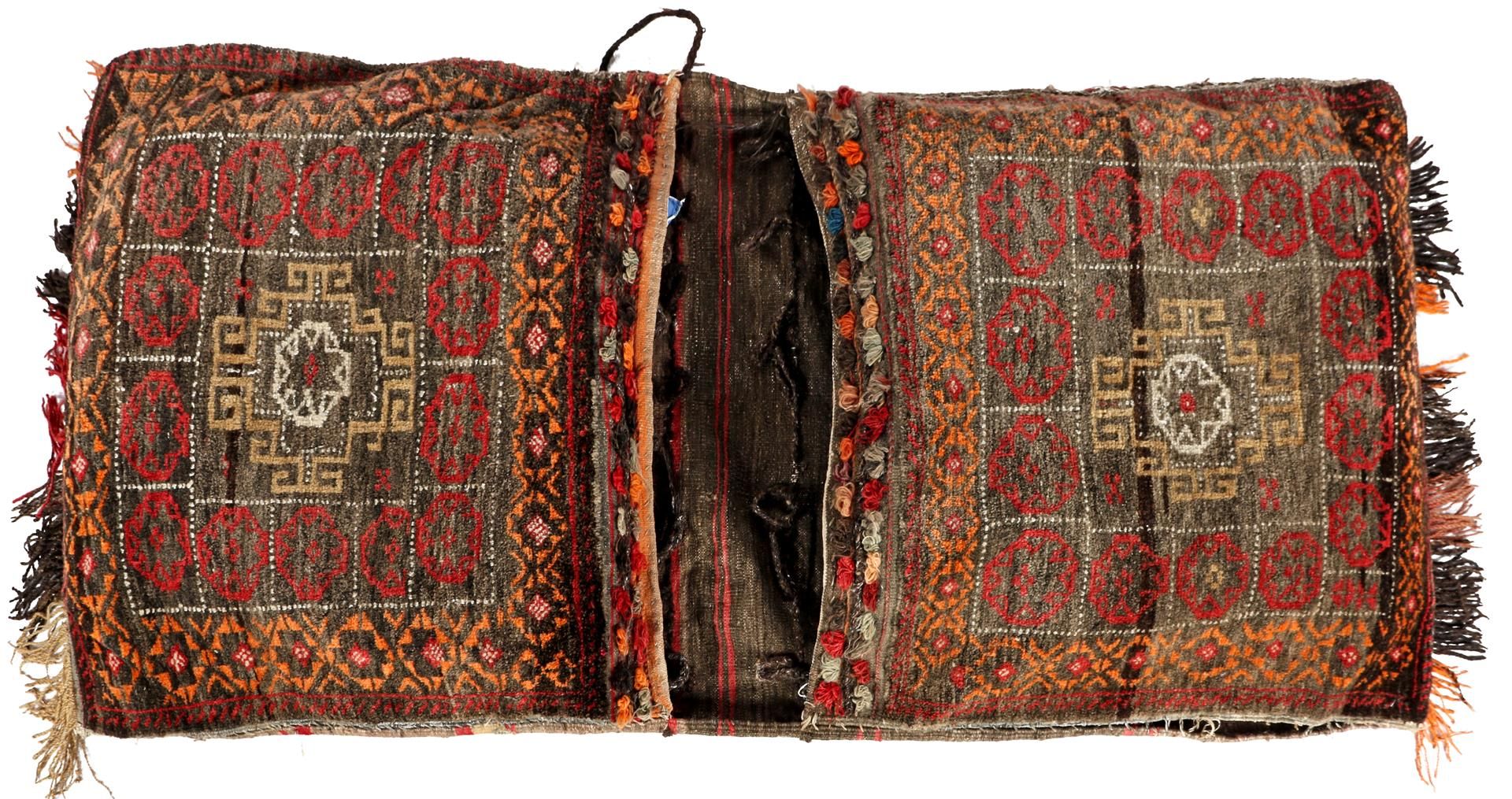 Hand-knotted wool double saddlebag