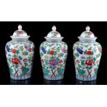 3 porcelain lidded vases