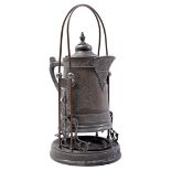 Victorian decorated pewter teapot
