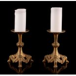 2 copper table candlesticks