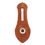 Teak wood barometer