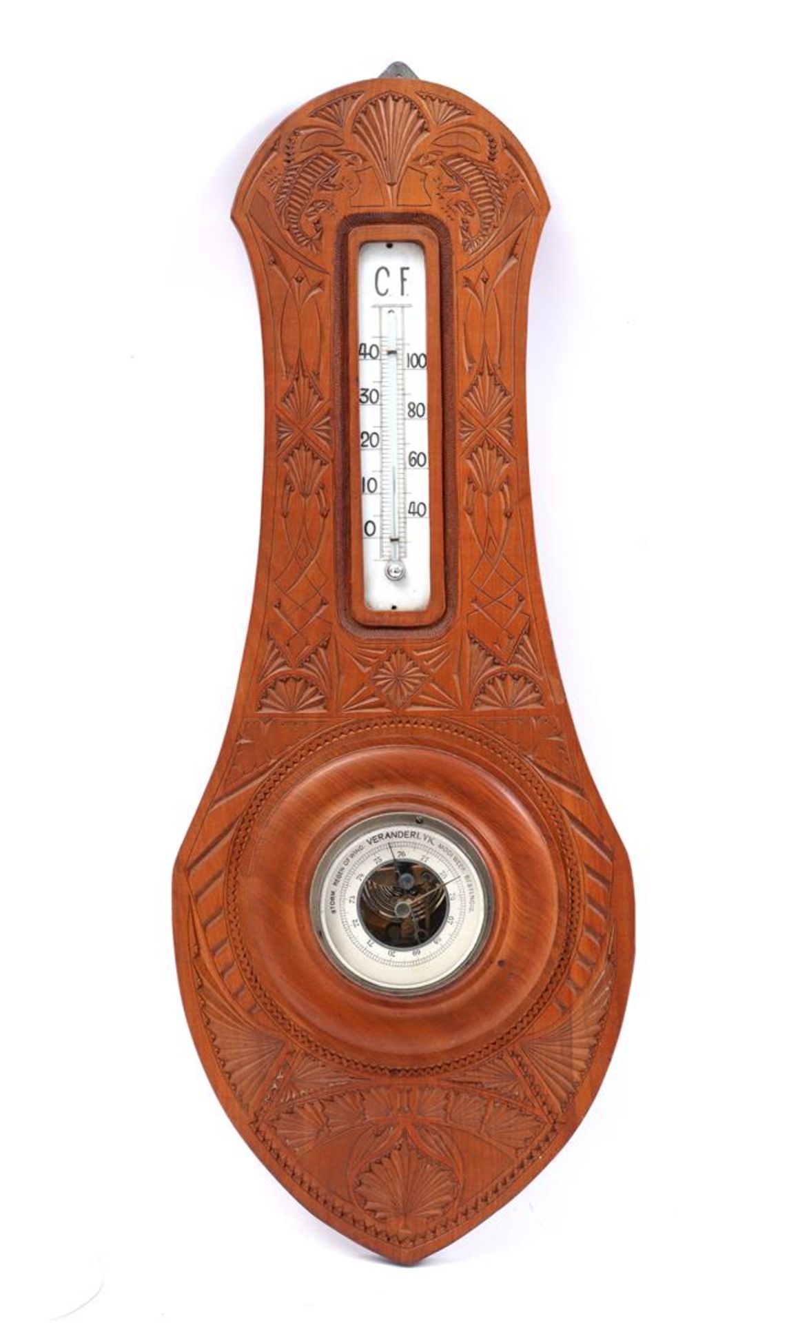 Teak wood barometer