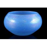 Round blue glass dish
