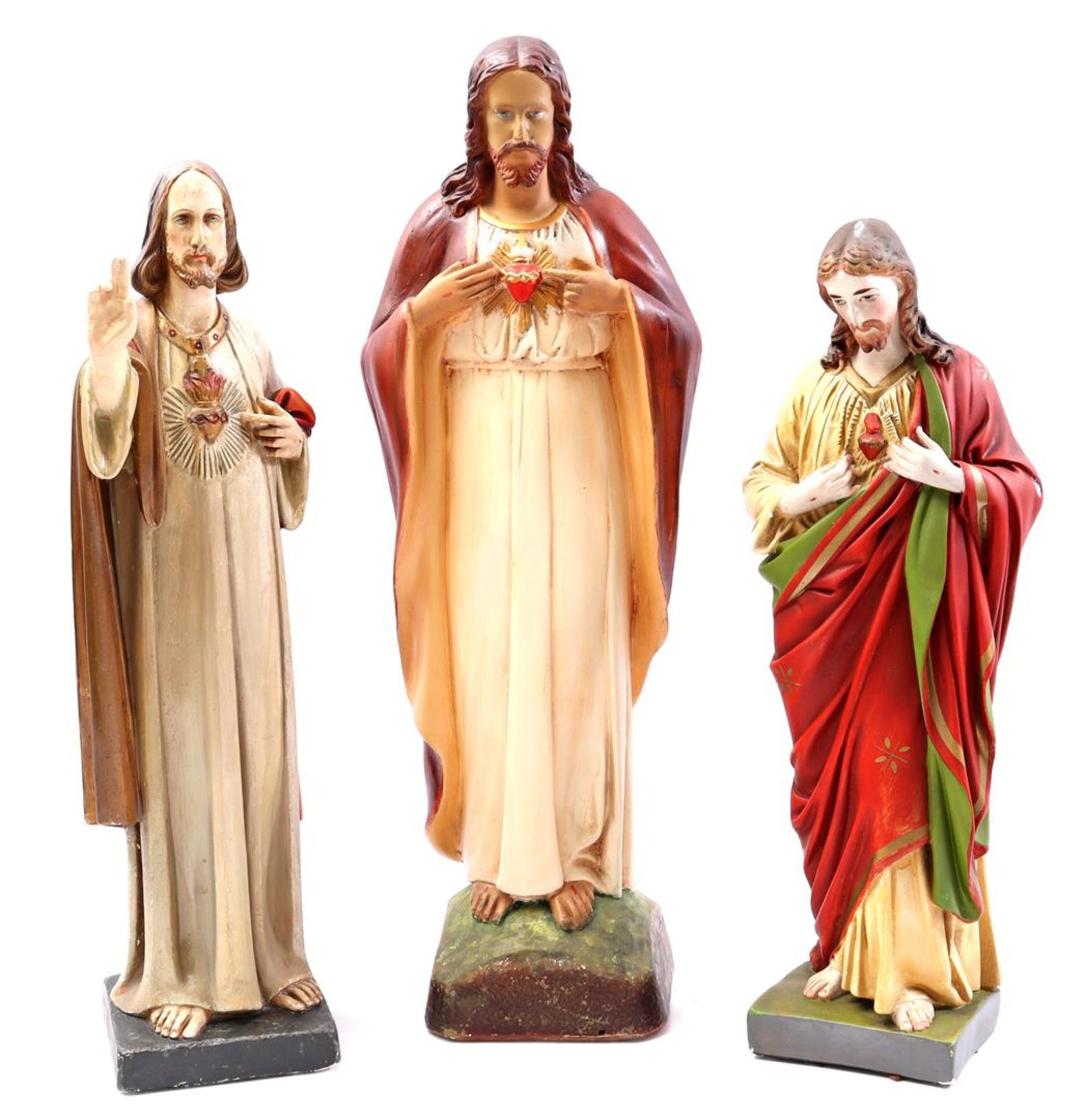 3 plaster Sacred Heart statues - Image 2 of 2