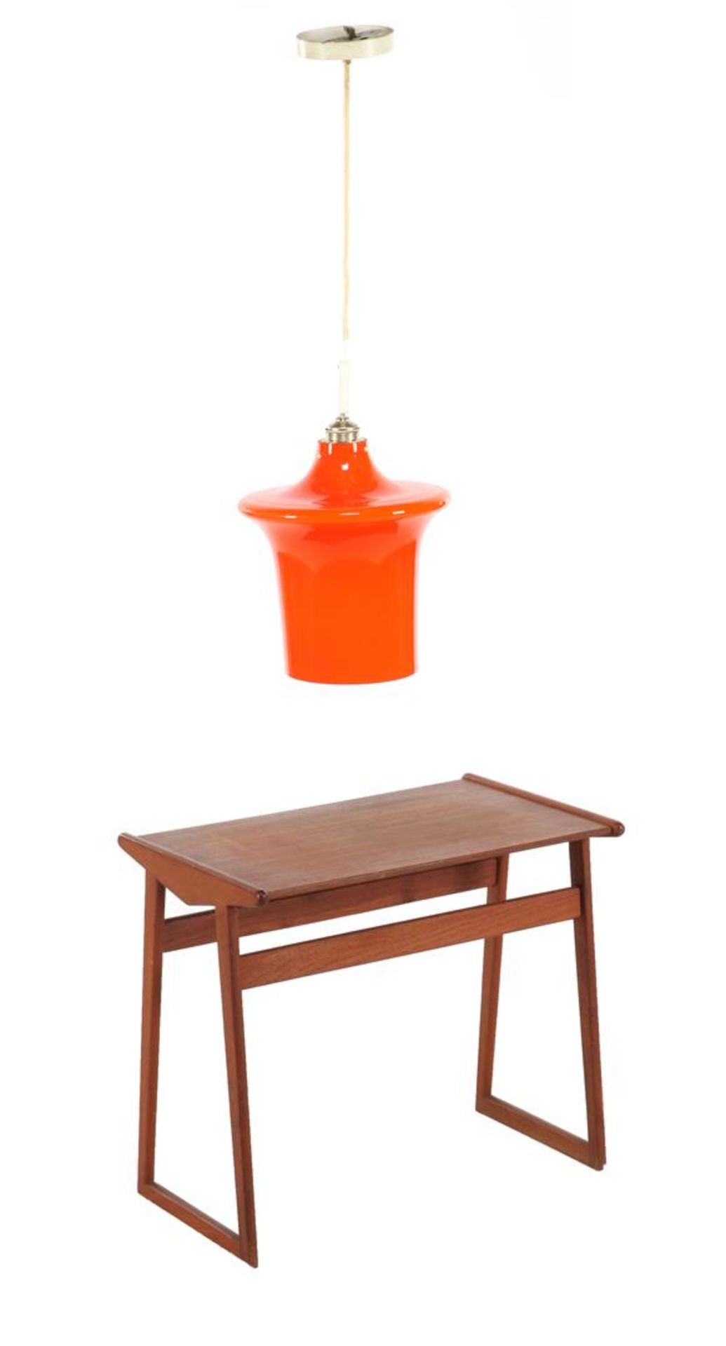 Side table and orange lamp