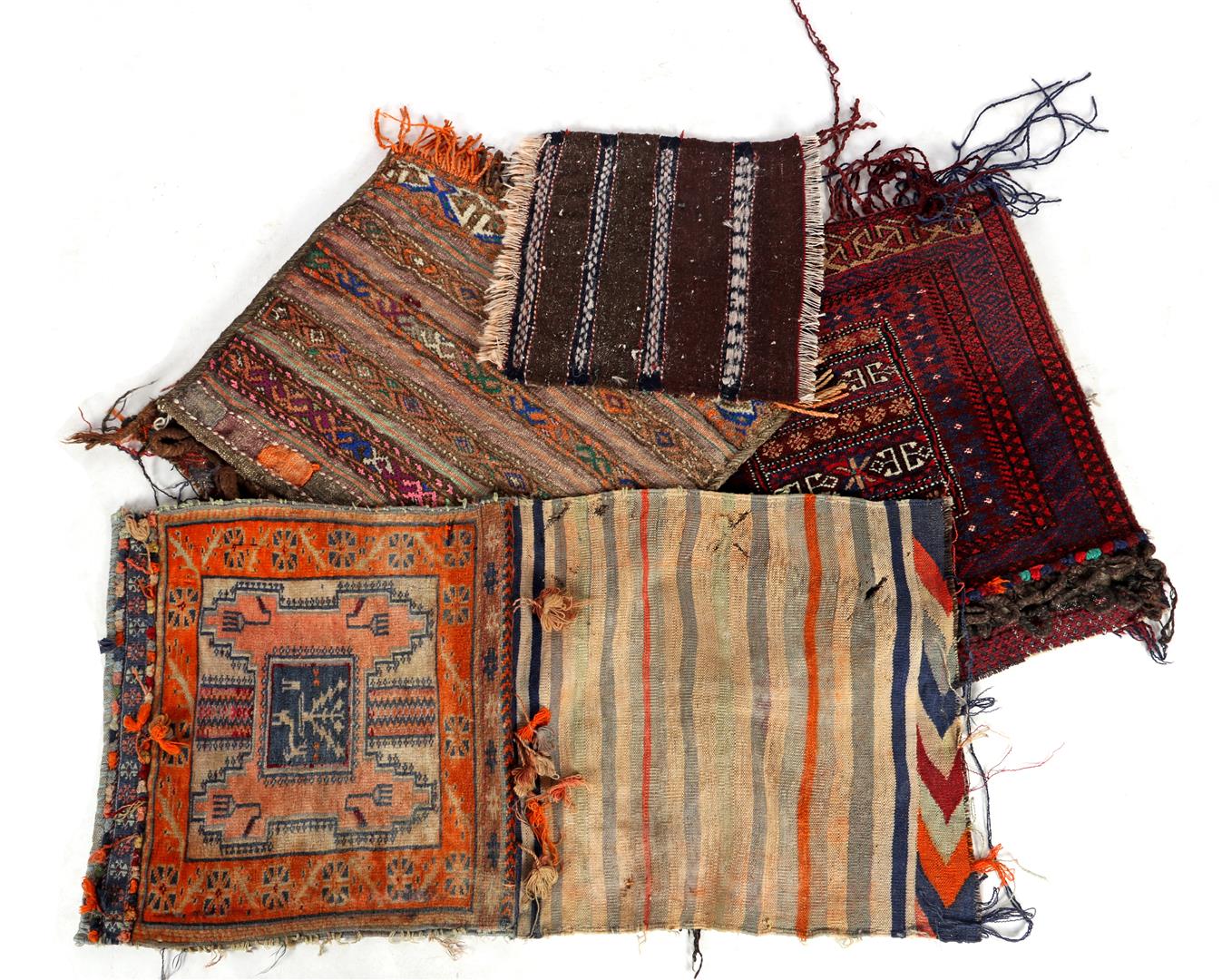 4 hand-knotted wool carpets/bags