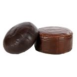 2 leather pouffes