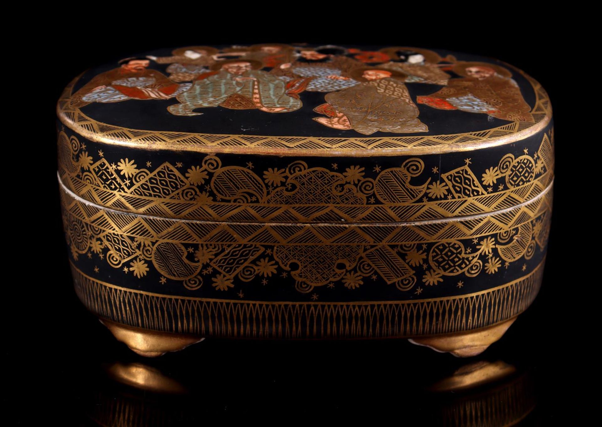 Kyoto Satsuma oval lidded box