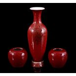 3 porcelain Sang de Boeuf vases