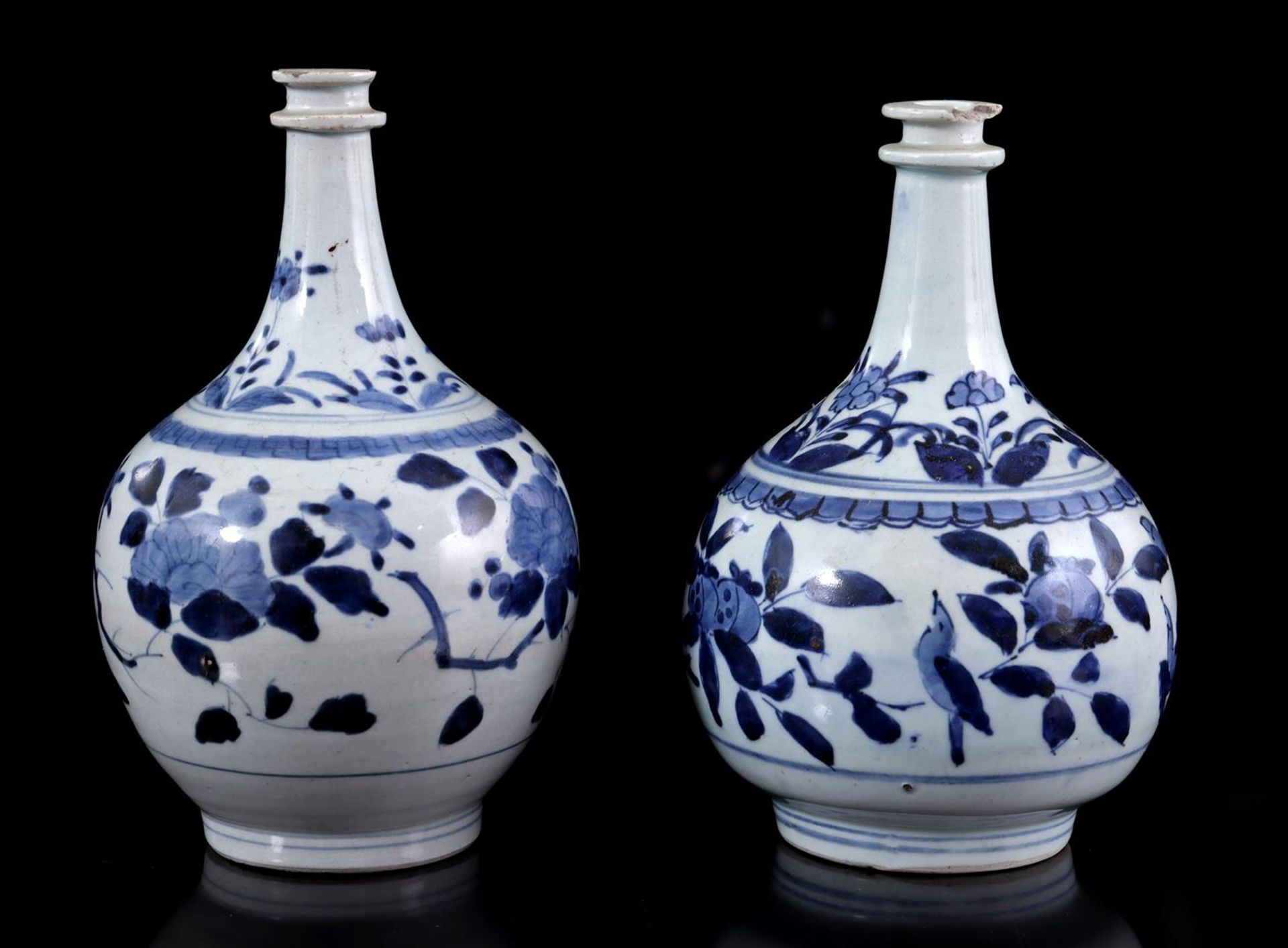 2 porcelain wine bottles