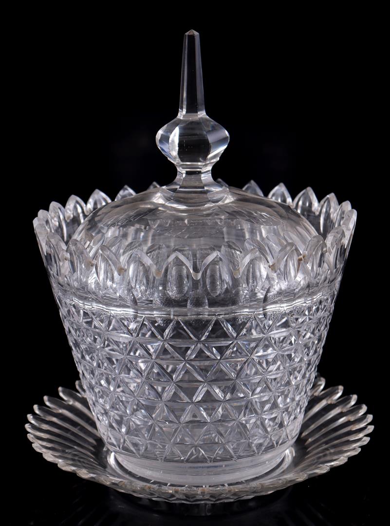 Crystal cut lidded pot