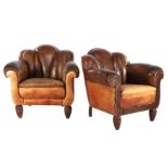 2 sheep leather armchairs