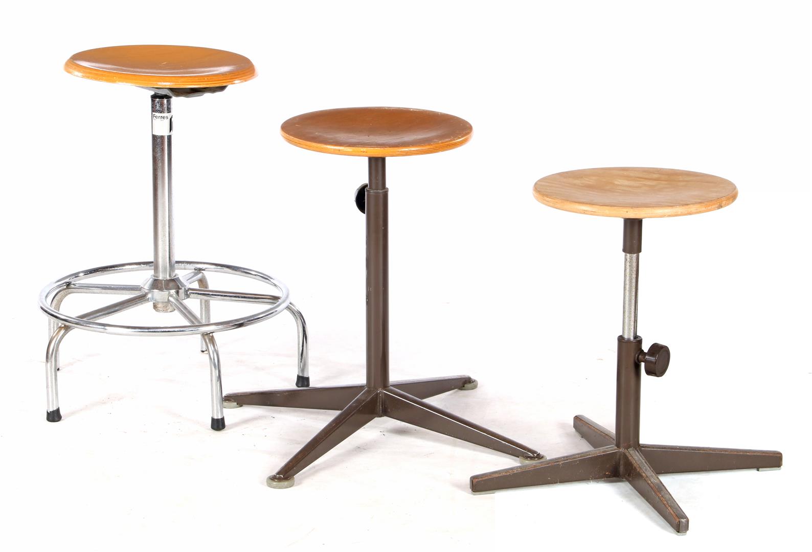 3 metal stools