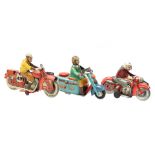 3 pieces of wind-up tin toys