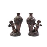 2 bronze decorative vases