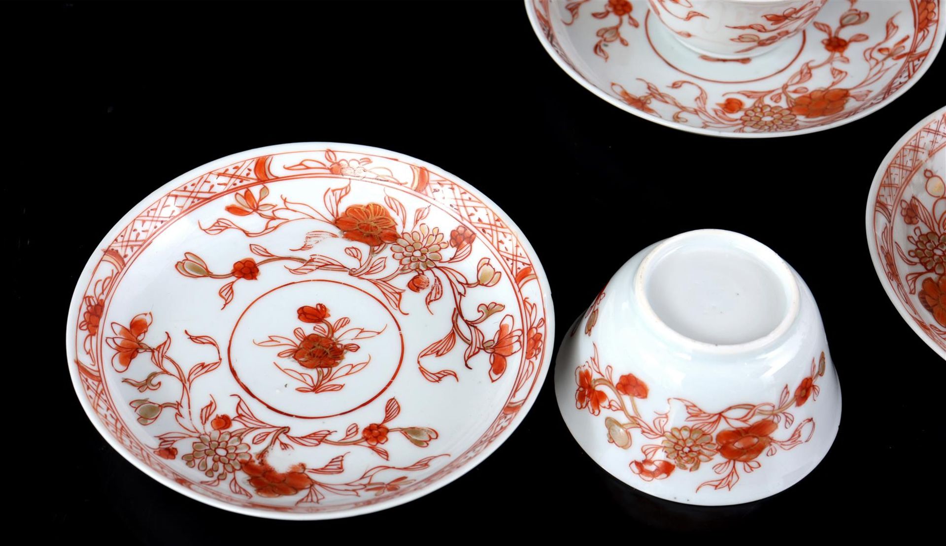 4 porcelain milk and blood cups and saucers - Image 3 of 5