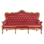 Classic walnut 3-seater sofa