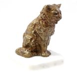 Bronze cat on marble base
