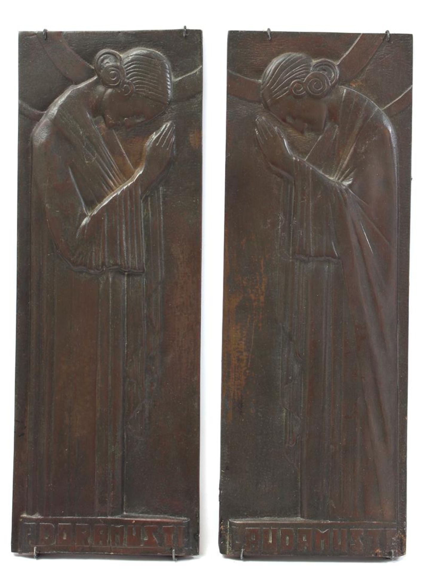 2 bronze wall plaques