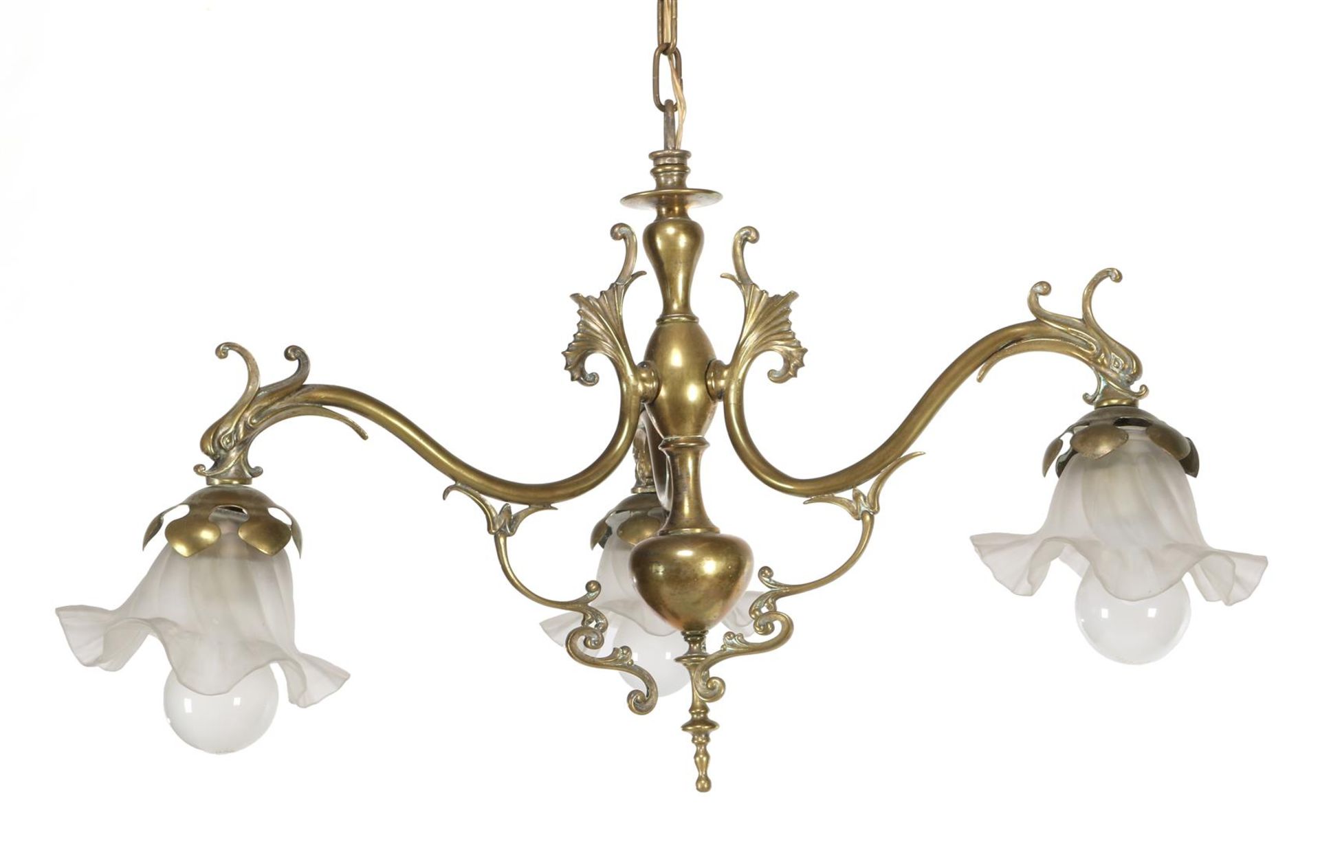 Brass 3-light hanging lamp - Image 2 of 2