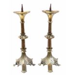 2 brass pen candlesticks