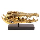 Bronze sculpture crocodile skull