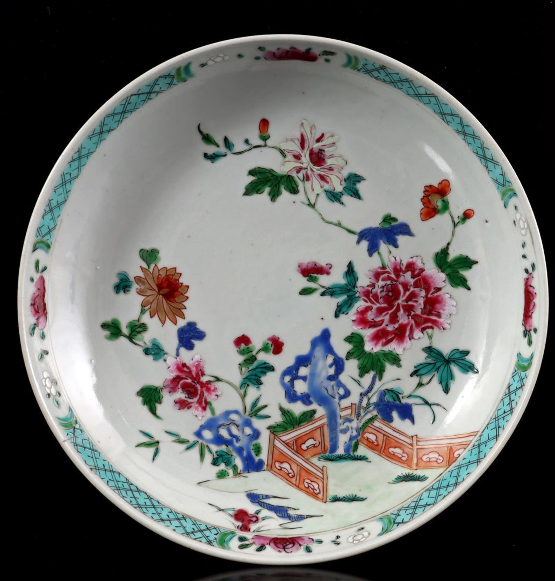 3 porcelain Famille Verte/Rose dishes - Image 2 of 7