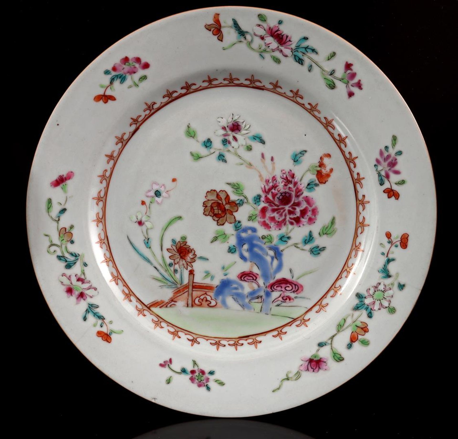 3 porcelain Famille Verte/Rose dishes - Image 3 of 7